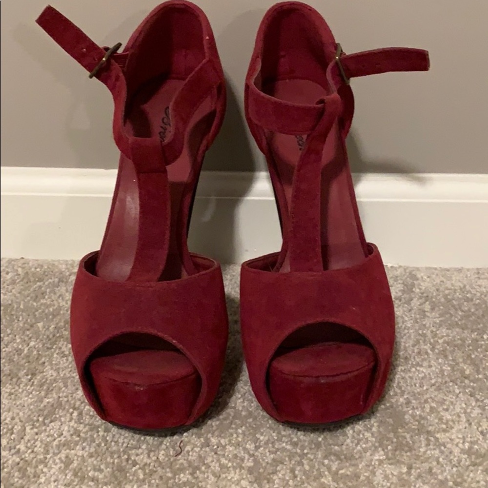 Burgundy and Brown High Heels